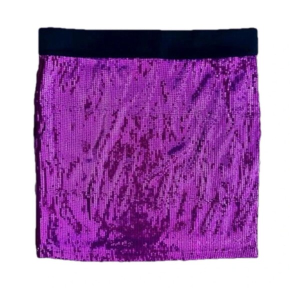 Forever 21 hot pink sequin mini skirt, size large flirty cute​ elastic waistband - Picture 1 of 2